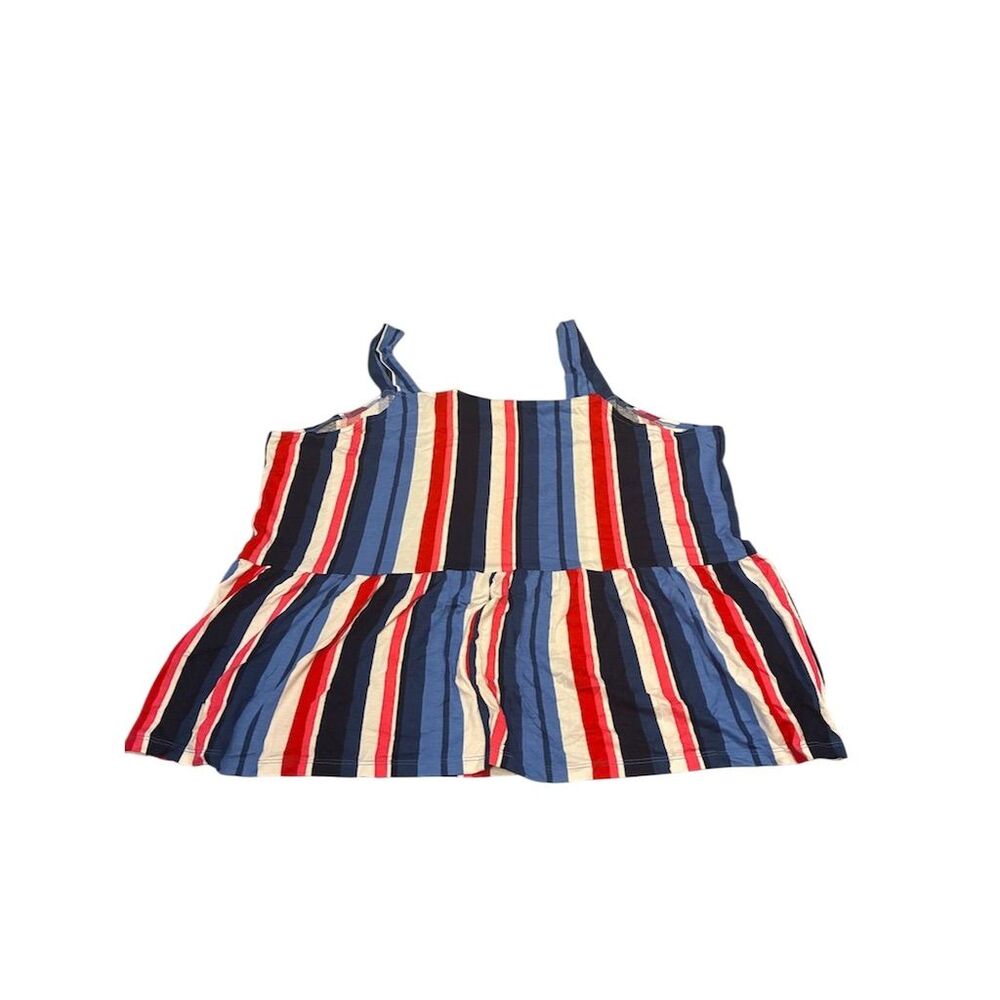 Lane Bryant Women's Plus Size 22 Striped Square Neck Peplum Tank Top - Picture 2 of 7
